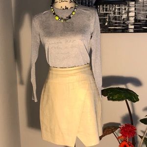 J. Crew metallic gold linen skirt, asymmetrical fold over skirt, sz 6